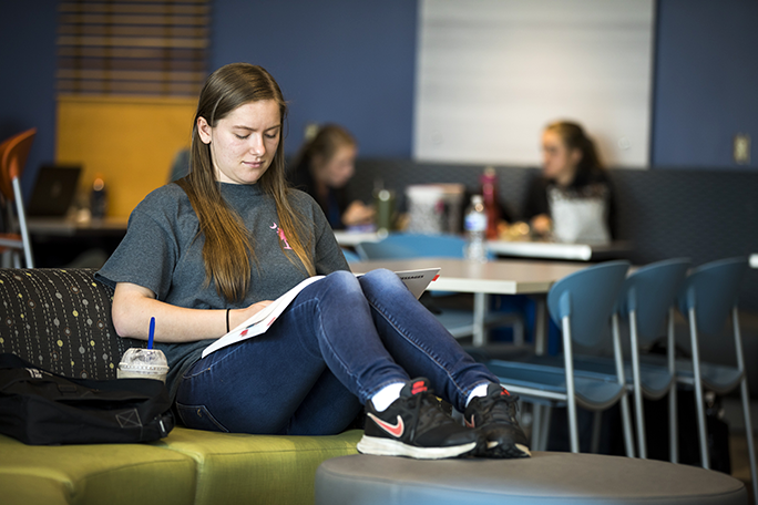 A student studying