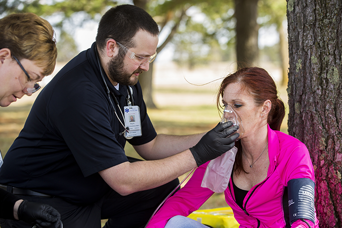 EMT students practicing skills
